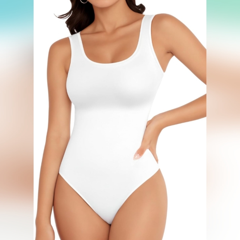 Scoop Neck Sleeveless Bodysuits Backless Tank Top Body Suits Medium